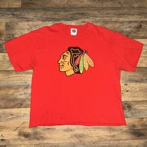 NHL Officially Licensed Chicago Blackhawks Team Logo T Shirt Size Large Cropped